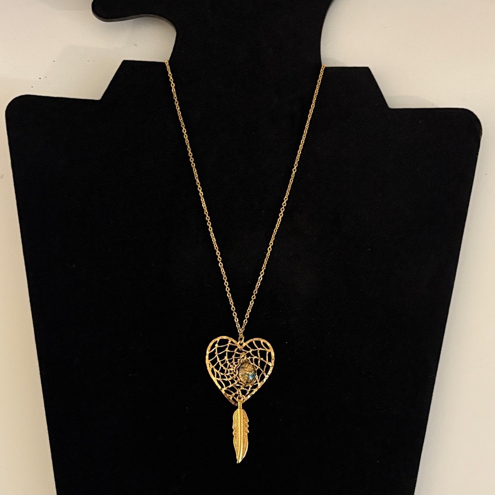 Gold Tone Dreamcatcher Necklace
